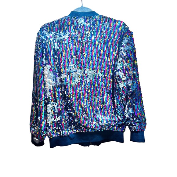 CRESAY Colorful Sequin Zip Up BOMBER JACKET! Woman’s Size Medium - Picture 8 of 14